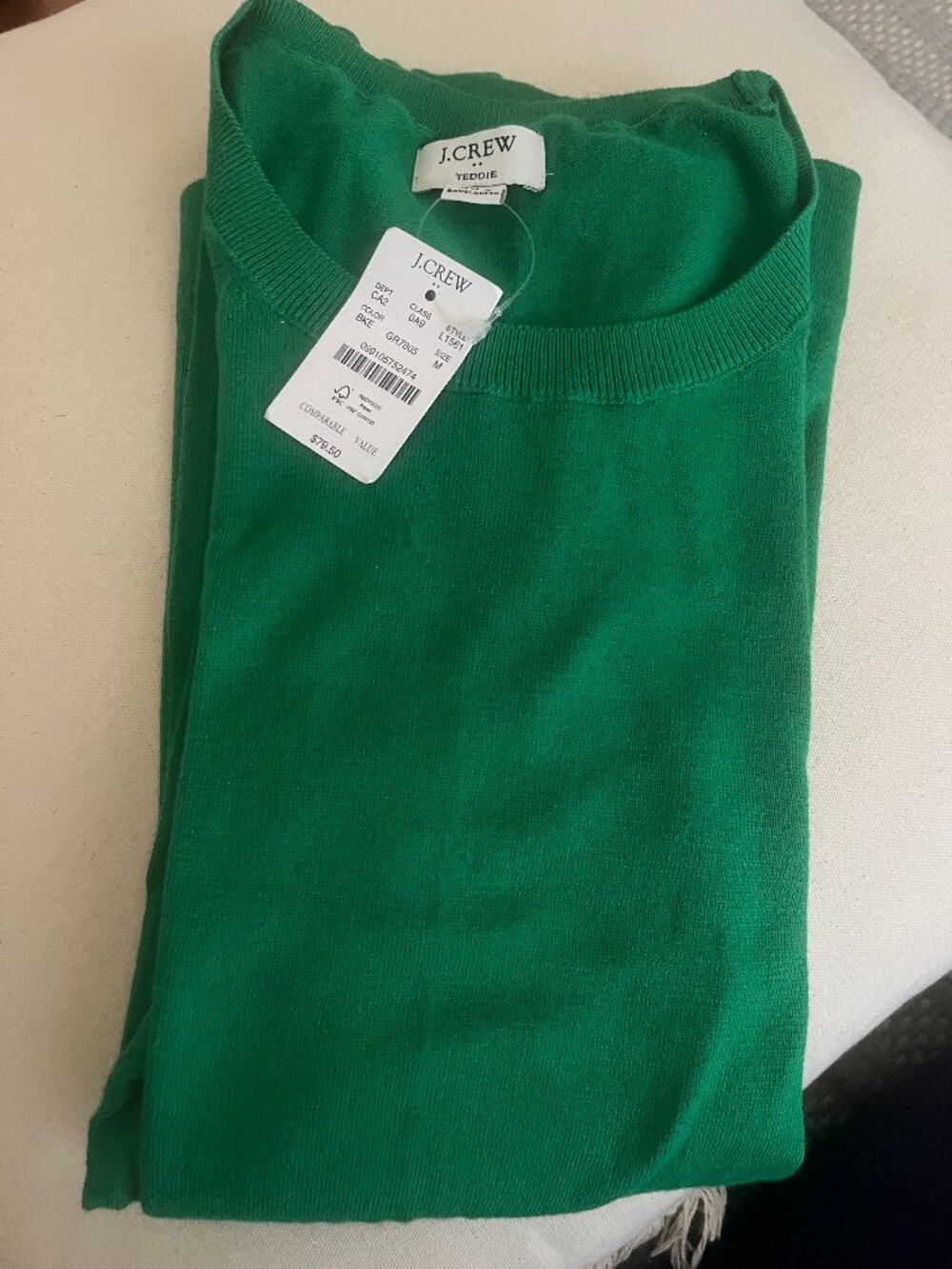 J.Crew Factory Cotton Teddie Sweater Kelly Green NWT M L1561 - Picture 2 of 2